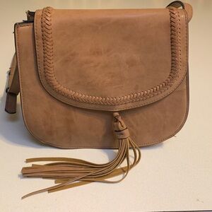 Faux Tan Leather Crossbody Bag
